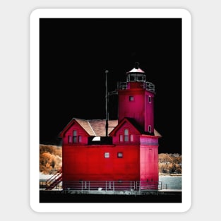 "Midnight at Holland Harbor Light" Sticker